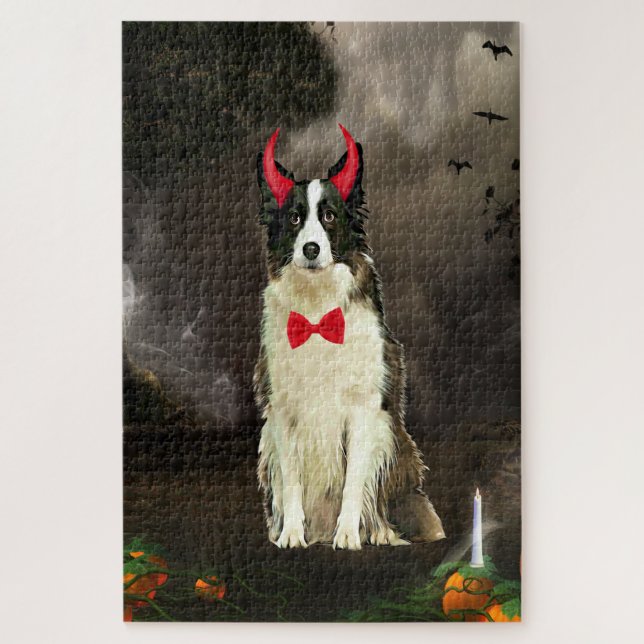 Border Collie Dog in Halloween Costume Jigsaw Puzzle (Vertical)