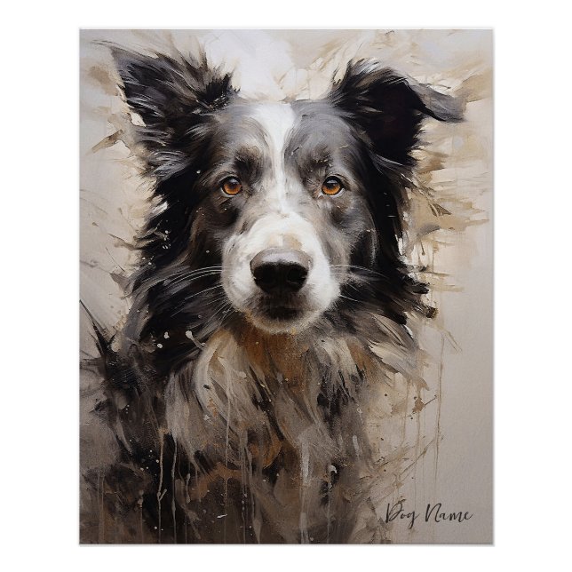 Border Collie dog in the wind 001 - Yacobsen Deros Poster (Front)
