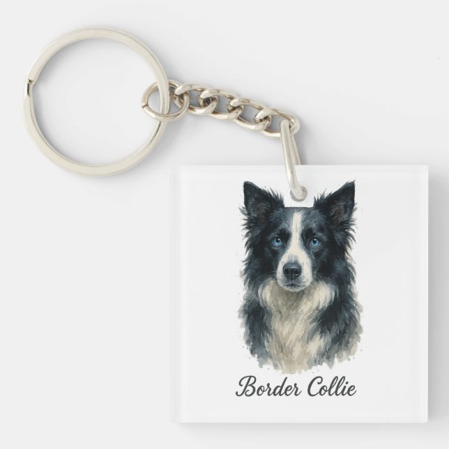 Border Collie dog Key Ring (Front)