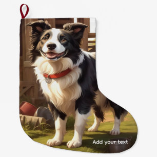 Border Collie Dog Large Christmas Stocking