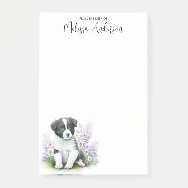 Border Collie Dog Lover Cute Puppy Personalised  Post-it Notes (Front)