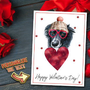 Border Collie Dog Lover Valentine Gift Holiday Card