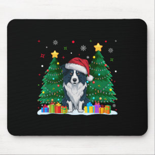 Border Collie Dog Lovers Santa Hat Ugly Christmas Mouse Pad