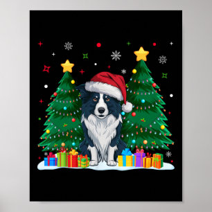 Border Collie Dog Lovers Santa Hat Ugly Christmas Poster
