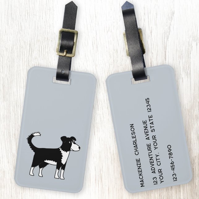Border Collie Dog Luggage Tag (Fun Welsh Border Collie Sheepdog dog personalized luggage tag)