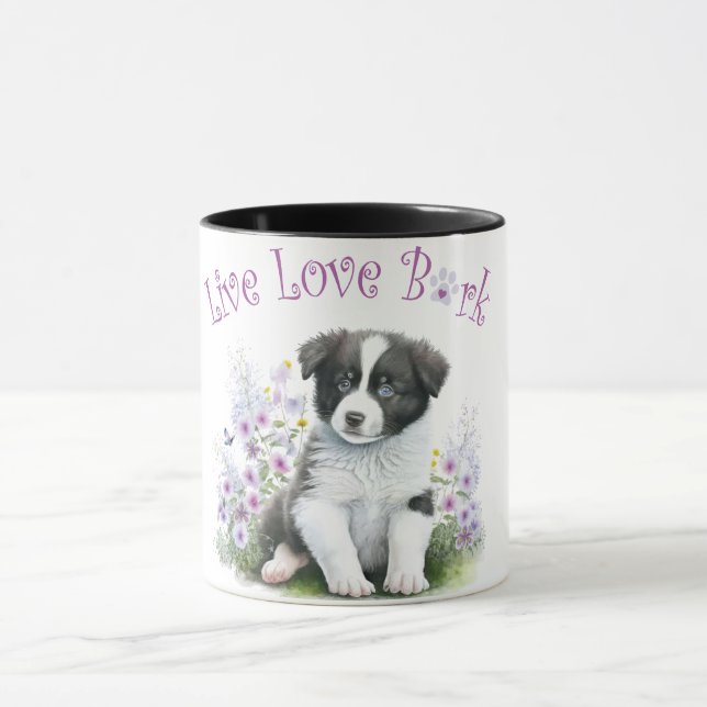Border Collie Dog Mum Floral Mug (Center)
