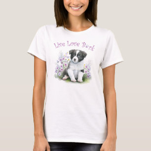 Border Collie Dog Mum Floral T-Shirt