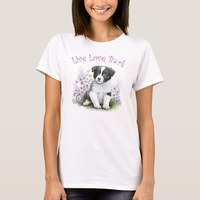 Border Collie Dog Mum Floral T-Shirt (Front)