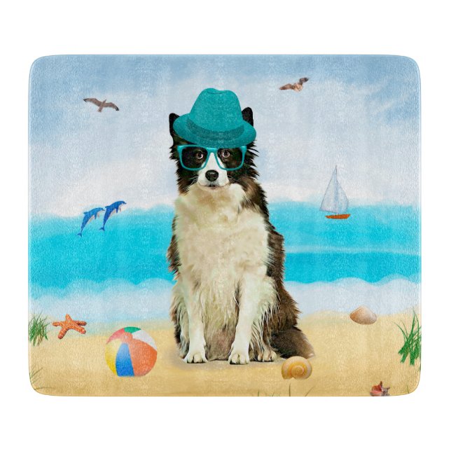 Border Collie Dog on Beach Cutting Board (Front)