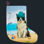 Border Collie Dog on Beach Small Christmas Stocking<br><div class="desc">Cute dog sitting on beach is a perfect gift idea for someone who love this dog breed.</div>