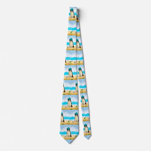 Border Collie Dog on Beach Tie (Front)