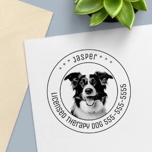 Border Collie Dog Pet Photo Round Self-inking Stamp