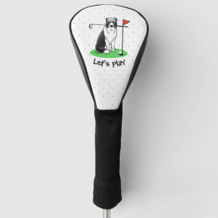 Border Collie Dog Playing Golf (black & white) Fun Head Cover
