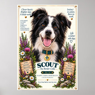 Border Collie Dog Portrait | Scout No. 16 Poster