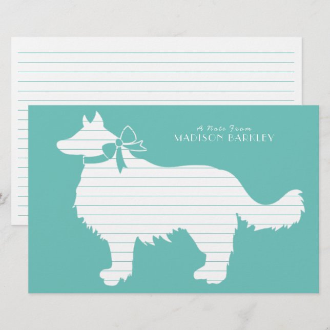 Border Collie Dog Puppy Stationery (Front/Back)