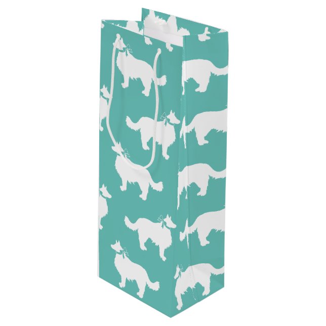 Border Collie Dog Puppy Wine Gift Bag (Front Angled)