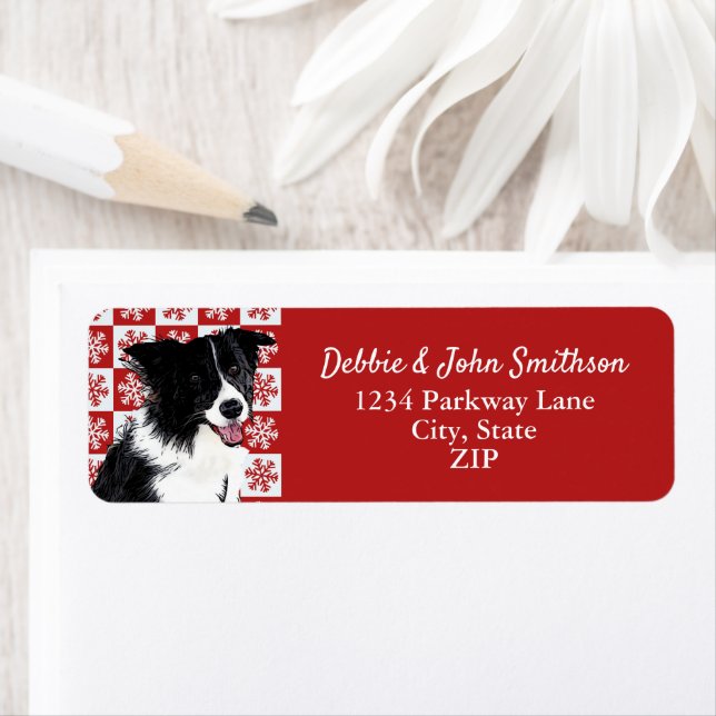 Border Collie Dog Return Address Animal Christmas (Insitu)