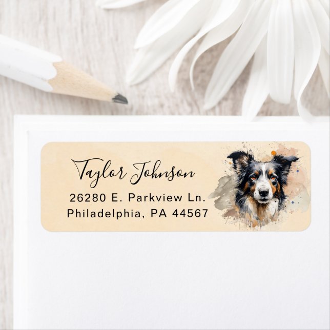 Border Collie Dog Return Address Label (Insitu)