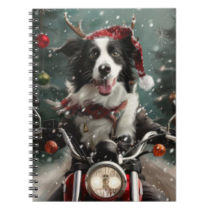 Border Collie Dog Riding Motorcycle Christmas Notebook
