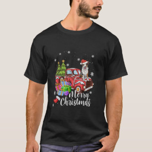 Border Collie Dog Riding Red Truck Christmas Pajam T-Shirt
