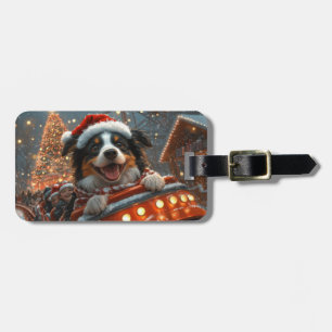 Border Collie Dog Roller Coaster Christmas Luggage Tag
