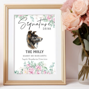 Border Collie Dog Signature Drink Sign