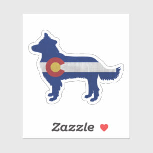 Border Collie Dog Silhouette Colorado Flag