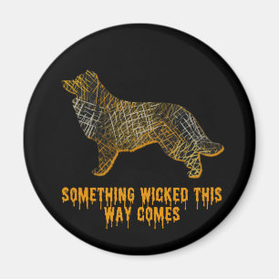 Border Collie Dog Silhouette Fun Halloween Magnet