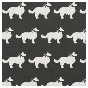 Border Collie Dog Silhouette Pet Fabric