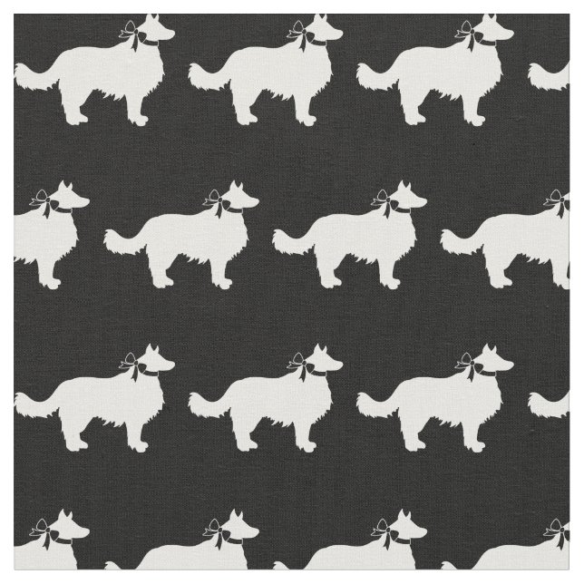 Border Collie Dog Silhouette Pet Fabric (Close Up)