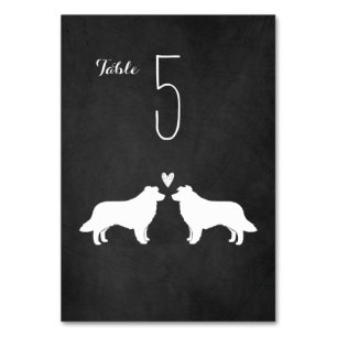Border Collie Dog Silhouettes Wedding Reception Table Number