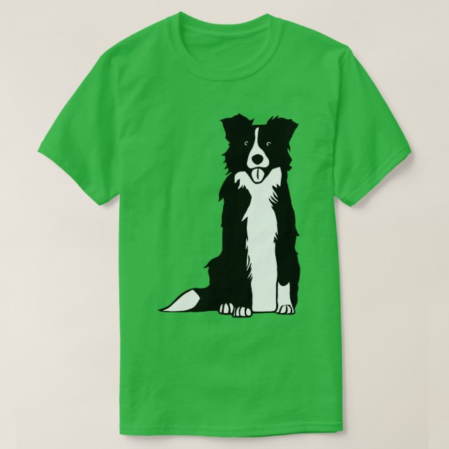 Border Collie Dog Sitting T-Shirt (Design Front)