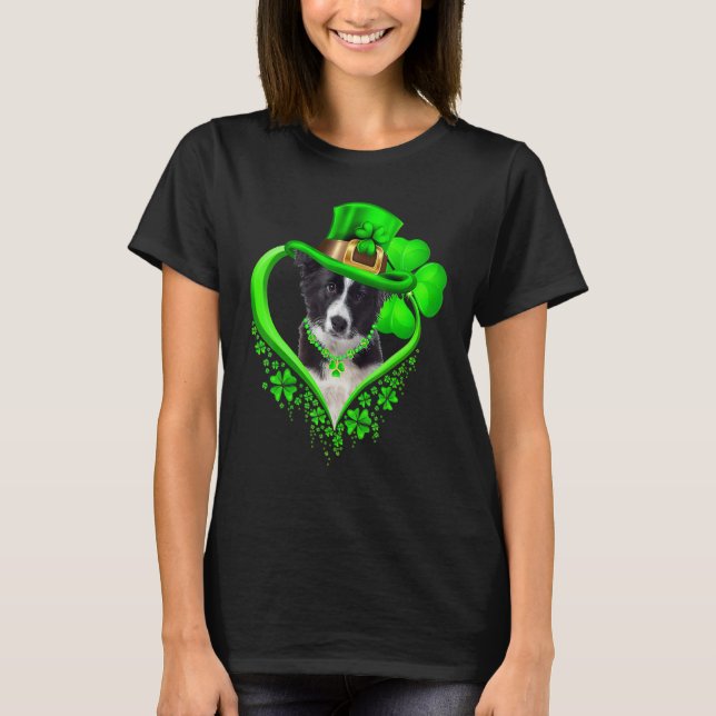 Border Collie Dog St Patricks Day Lover Irish Sham T-Shirt (Front)