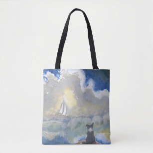 Border Collie Dog Staring Out to Sea Tote Bag