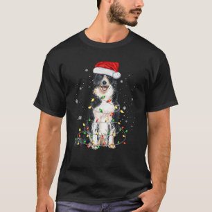 Border Collie Dog Tree Christmas Lights Xmas Pajam T-Shirt