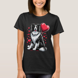 Border Collie Dog Valentine's Day Dog Owner Valent T-Shirt