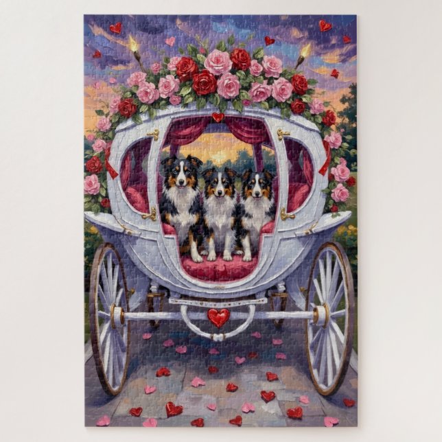 Border Collie Dog Valentine's Day Jigsaw Puzzle (Vertical)