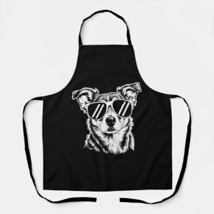 Border Collie Dog Wearing Sunglasses Vintage Pet Apron