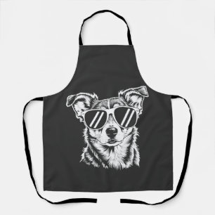 Border Collie Dog Wearing Sunglasses Vintage Pet Apron