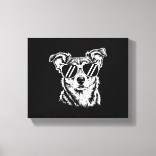Border Collie Dog Wearing Sunglasses Vintage Pet Canvas Print