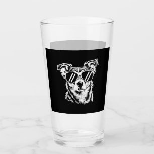 Border Collie Dog Wearing Sunglasses Vintage Pet Glass