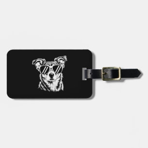 Border Collie Dog Wearing Sunglasses Vintage Pet Luggage Tag