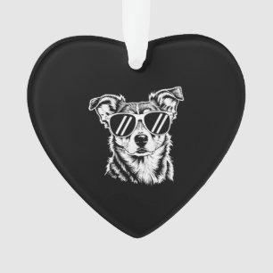 Border Collie Dog Wearing Sunglasses Vintage Pet Ornament