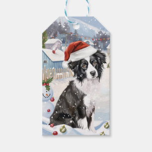 Border Collie Dog Winter Wonderland Christmas Joy Gift Tags
