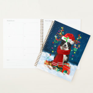 Border Collie dog with Christmas gifts Planner