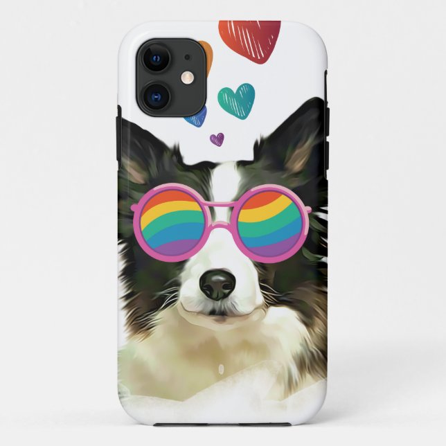 Border Collie  Dog with Hearts Valentine's Day Case-Mate iPhone Case (Back)