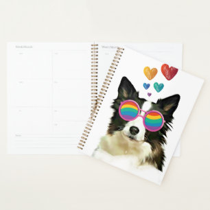 Border Collie Dog with Hearts Valentine's Day Planner