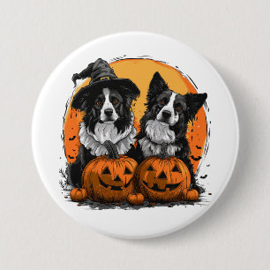 Border Collie Dogs Halloween Jack O Lanterns 7.5 Cm Round Badge
