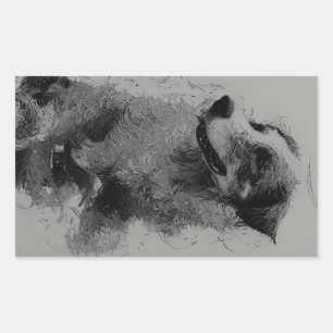 border collie drawing second rectangular sticker