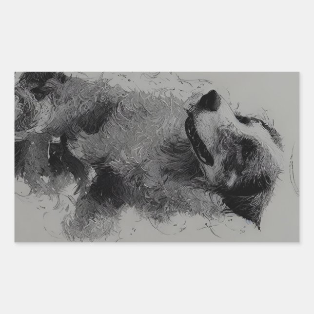 border collie drawing second rectangular sticker (Front)